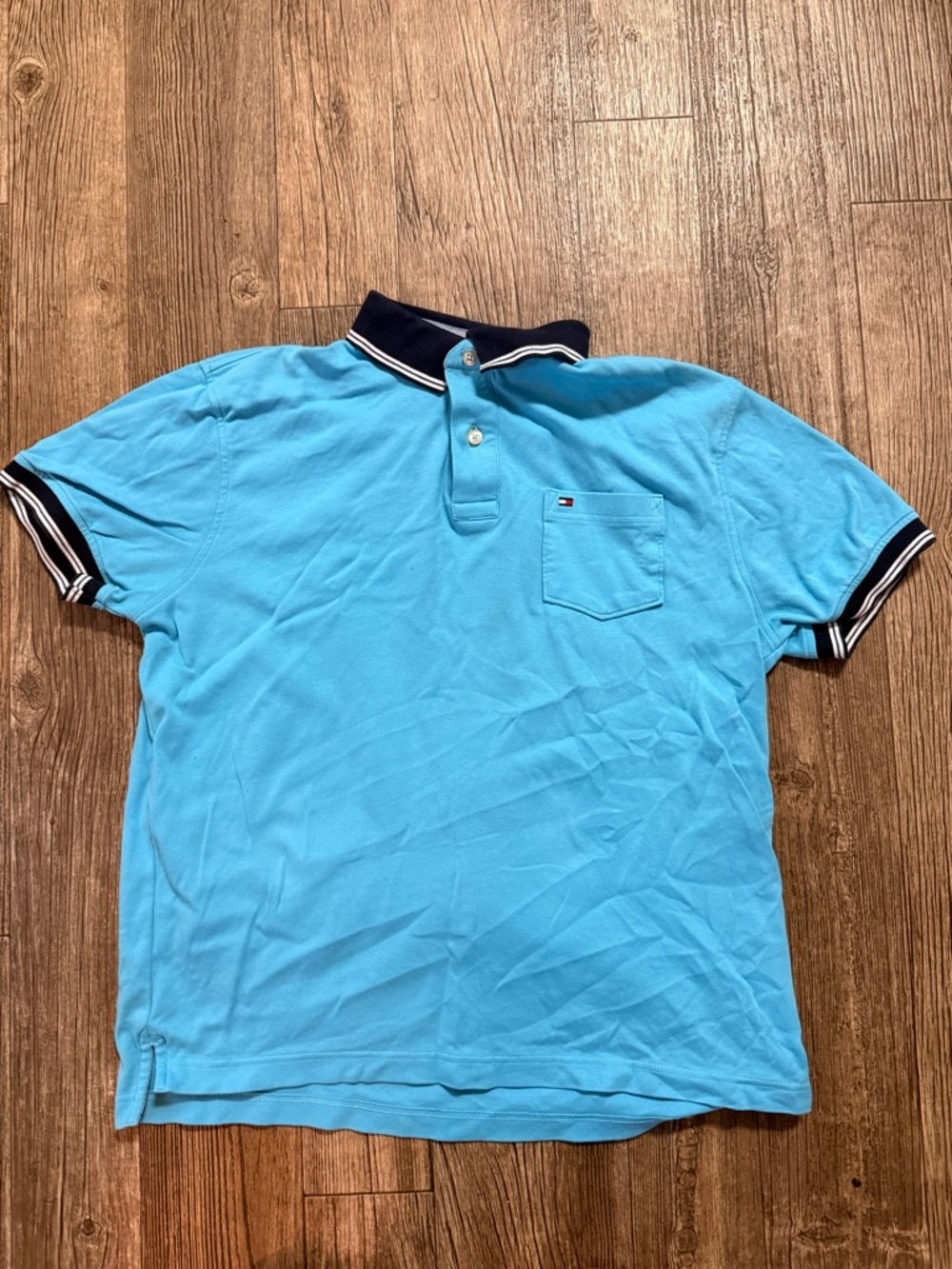 Tommy Hilfiger Aqua Polo with Navy Contrast Collar
